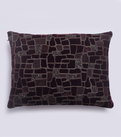 Maze Wine Velvet Cushion Cover