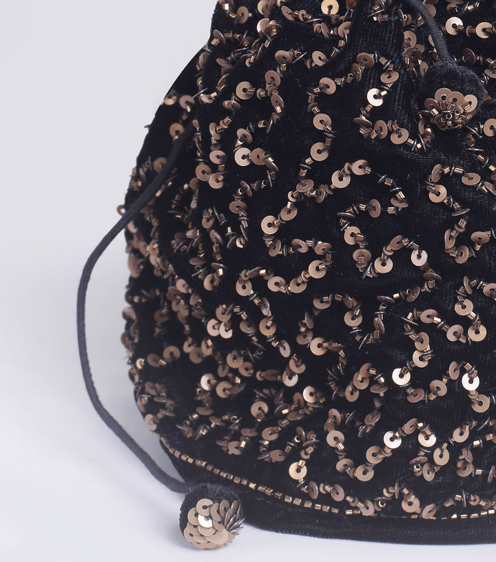 Ocean of Wonders Black Velvet Potli