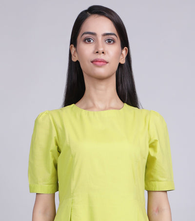 Lime Cotton Poplin Dress