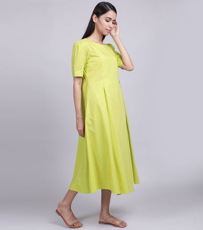 Lime Cotton Poplin Dress