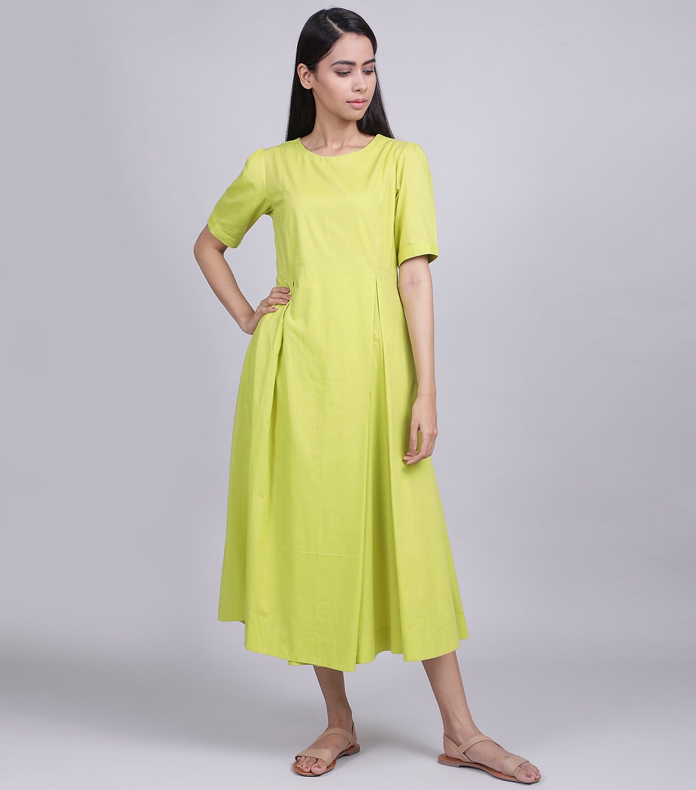Lime Cotton Poplin Dress