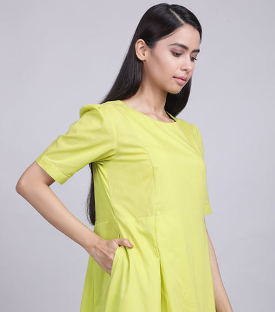 Lime Cotton Poplin Dress