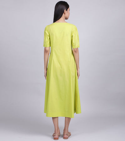 Lime Cotton Poplin Dress