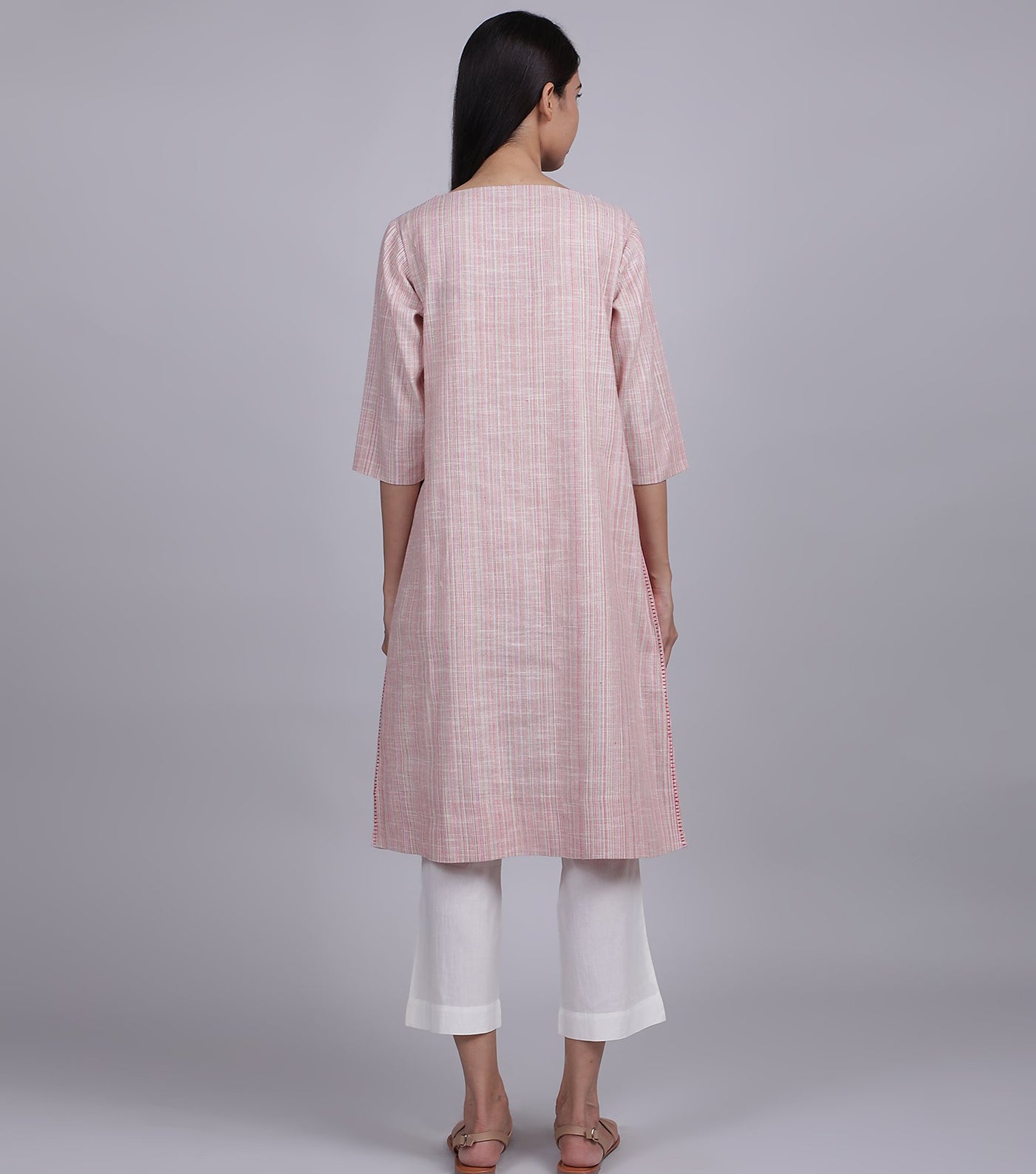 Pink Khadi Kurta