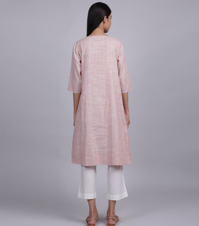 Pink Khadi Kurta