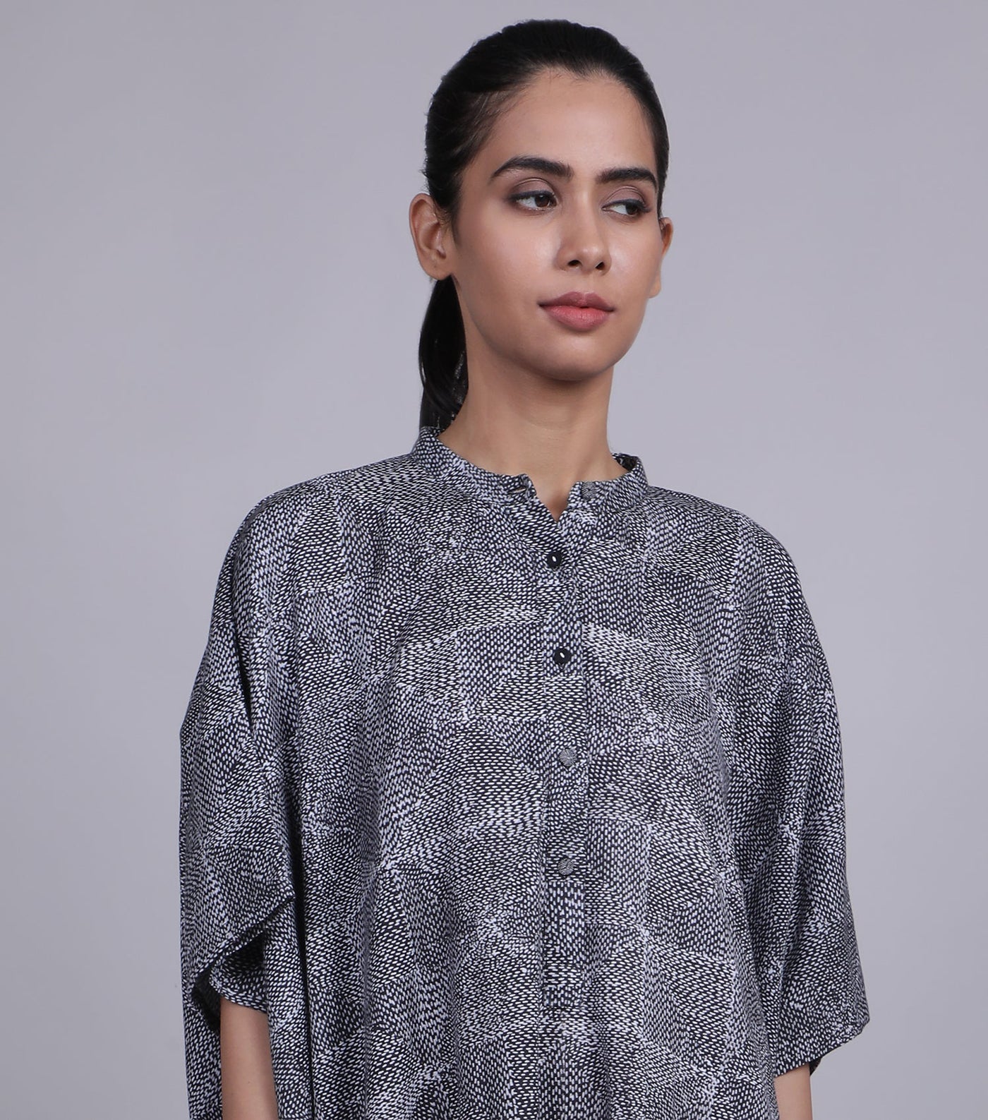 Black Cotton Linen Kaftan