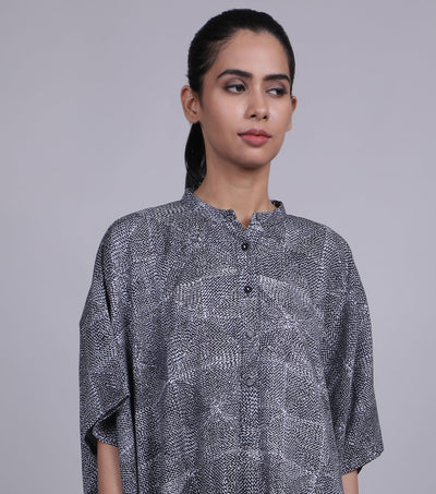 Black Cotton Linen Kaftan