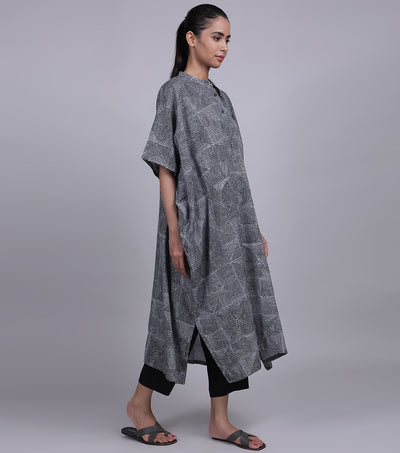Black Cotton Linen Kaftan