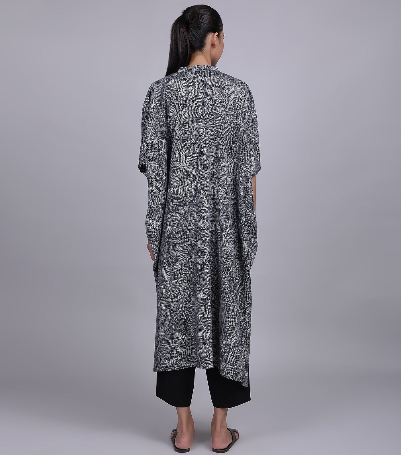 Black Cotton Linen Kaftan