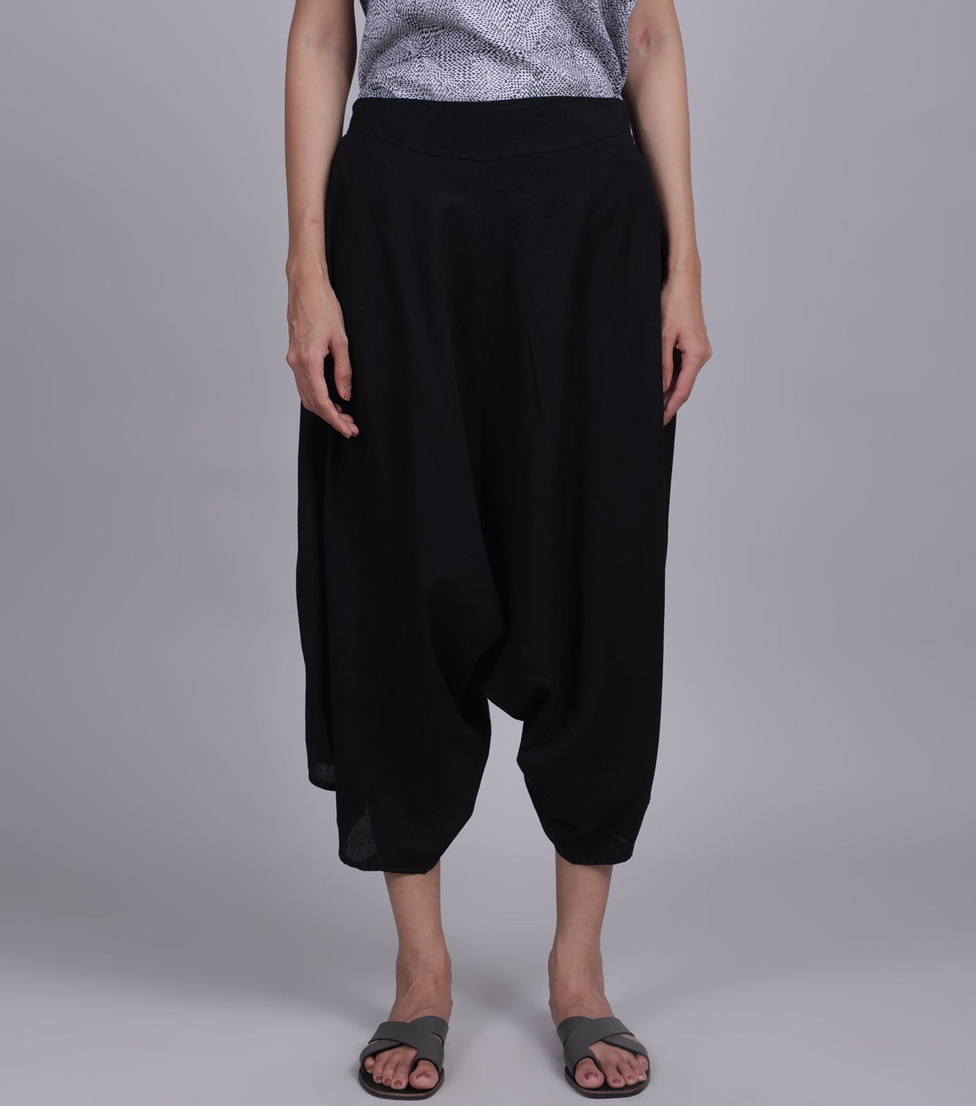 Black Cotton Harem Pant