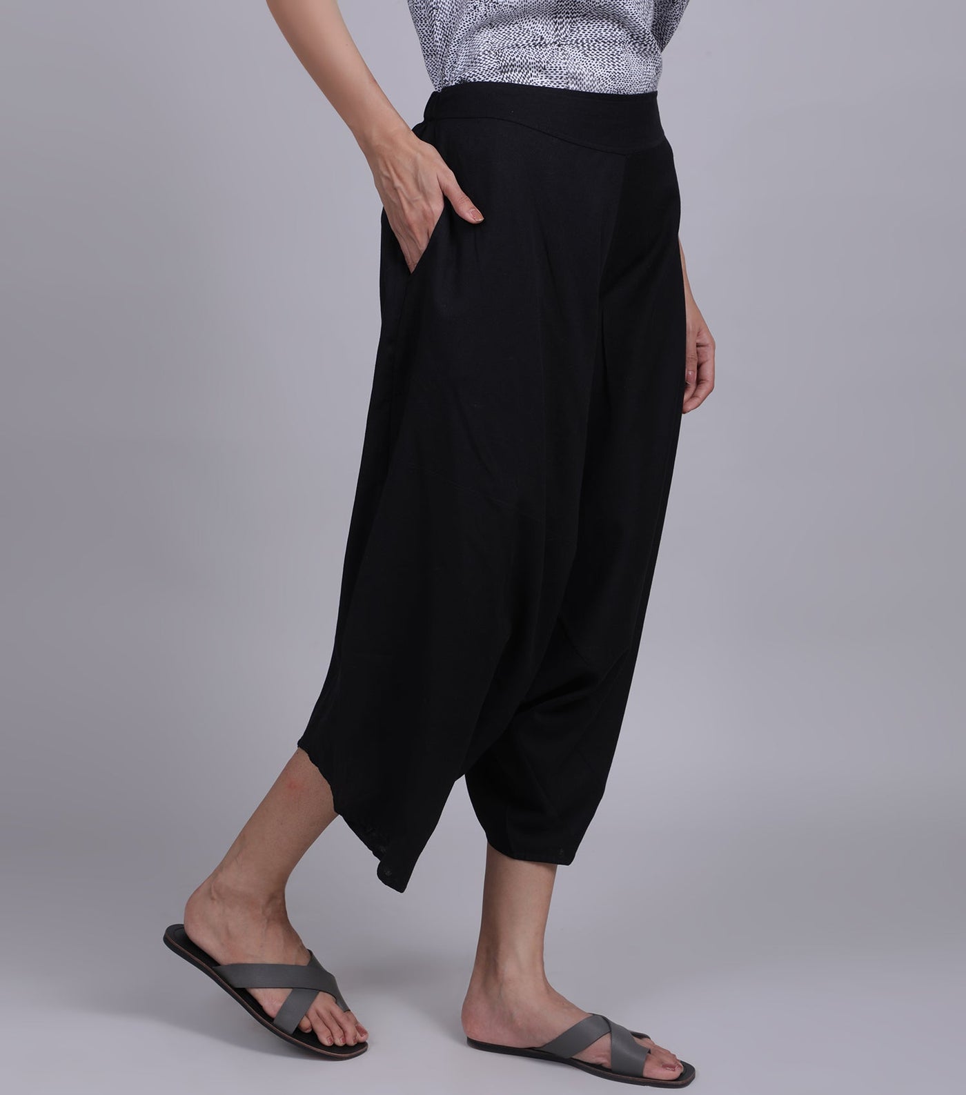 Black Cotton Harem Pant