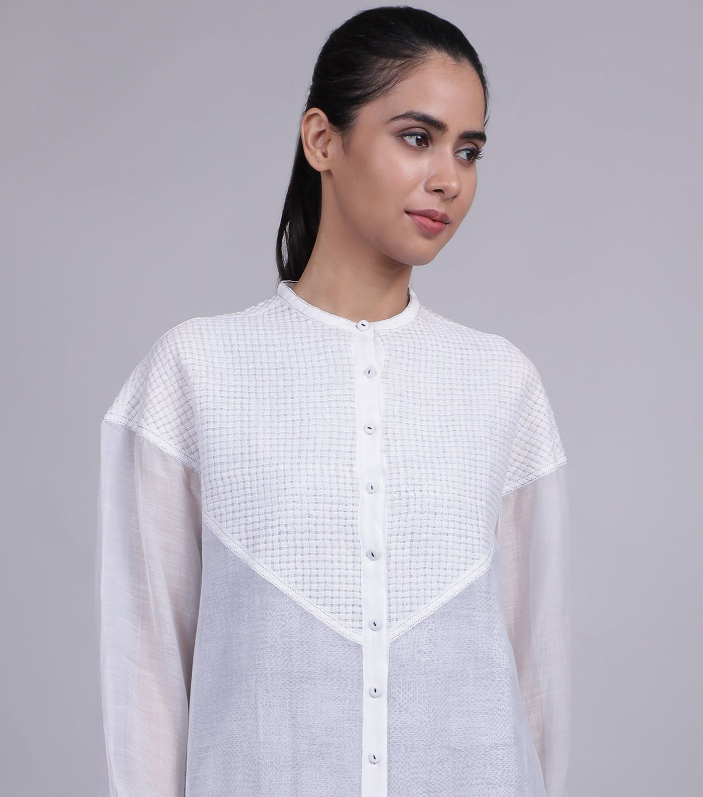 White Chanderi  Summer Shirt