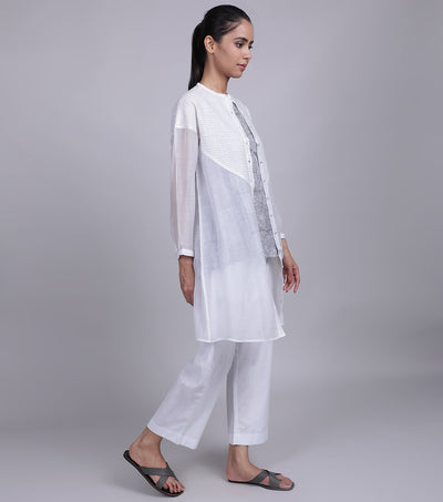 White Chanderi  Summer Shirt