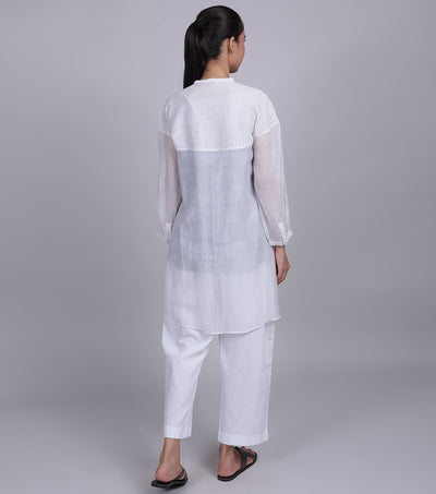 White Chanderi  Summer Shirt
