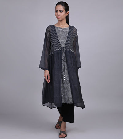 Black Chanderi Cape Set