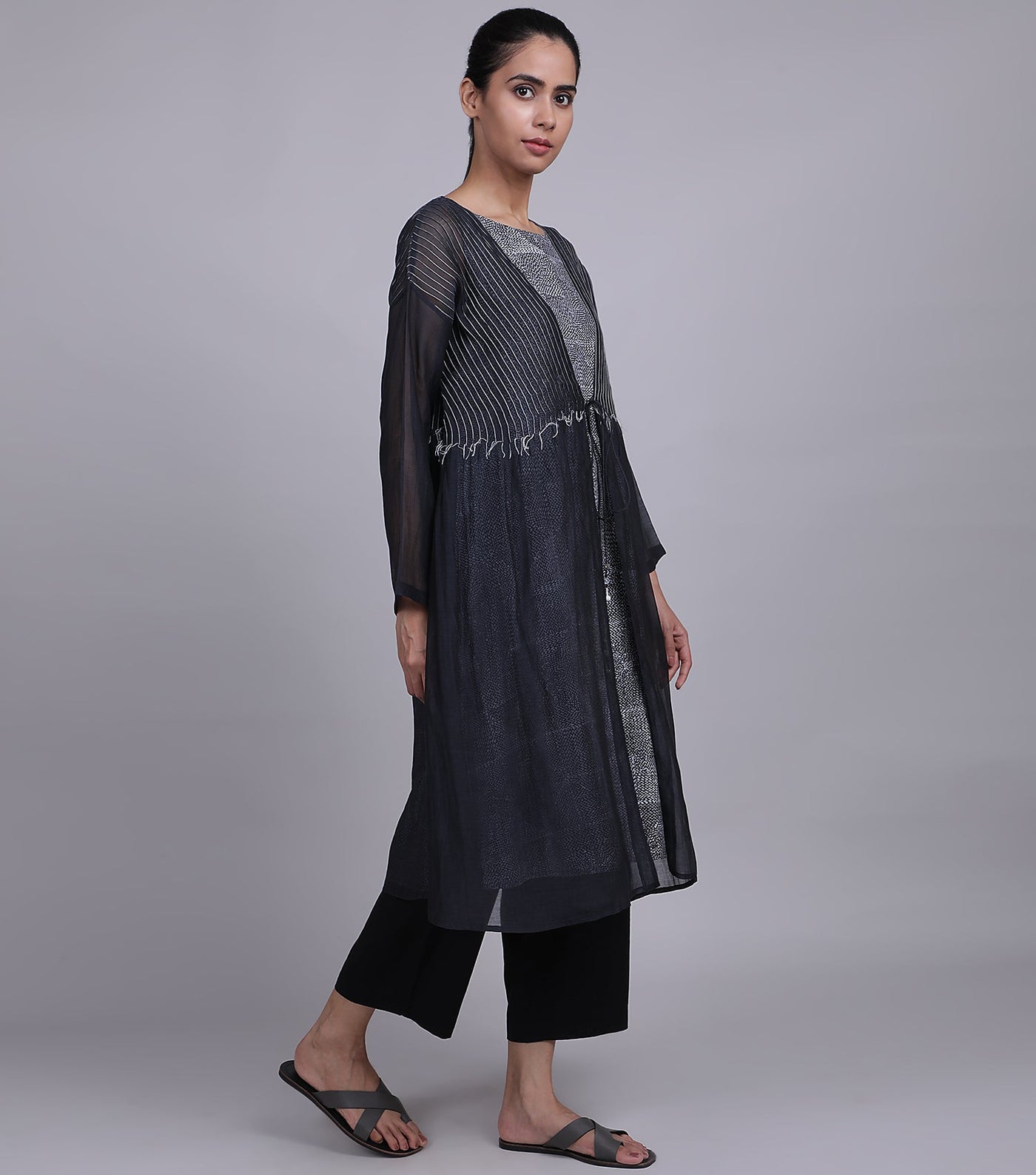 Black Chanderi Cape Set