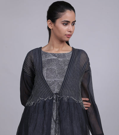 Black Chanderi Cape Set