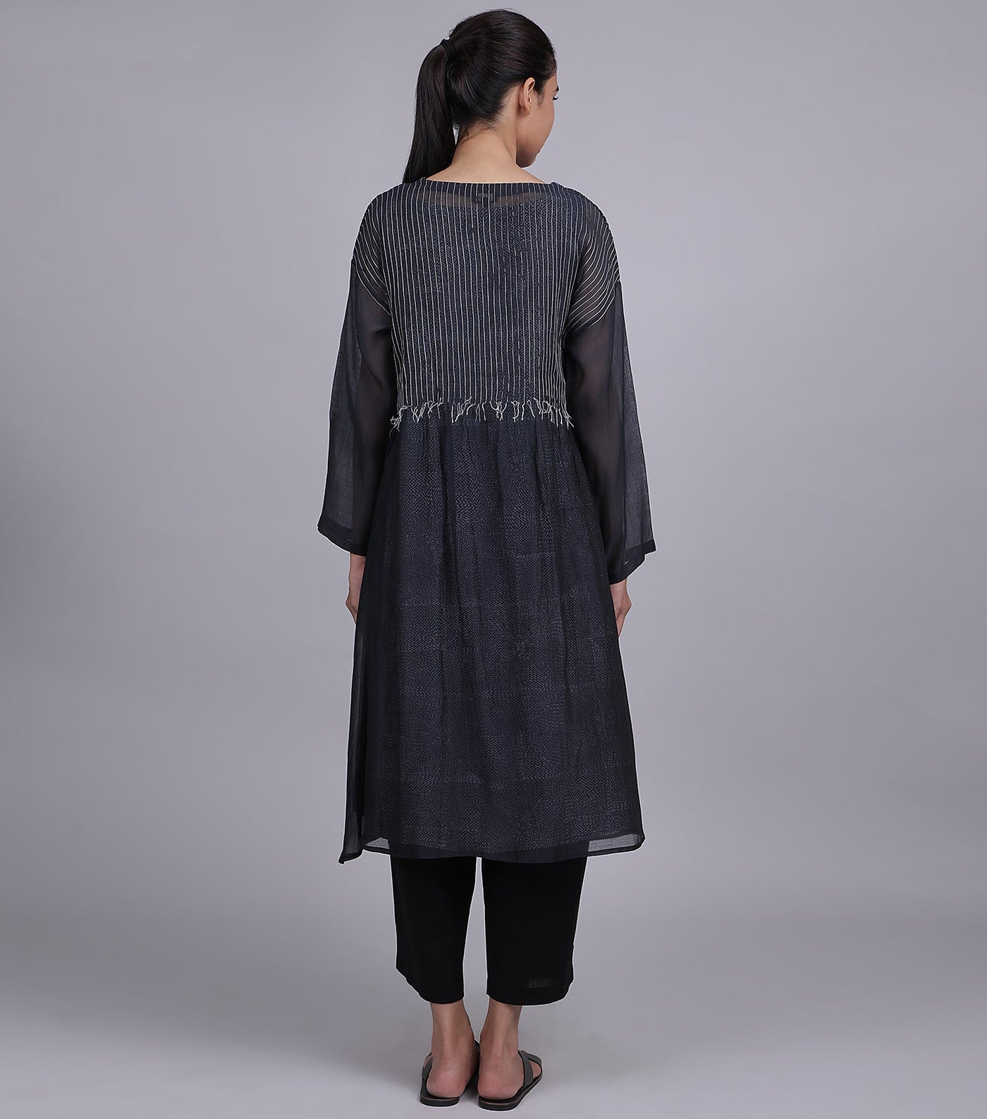 Black Chanderi Cape Set