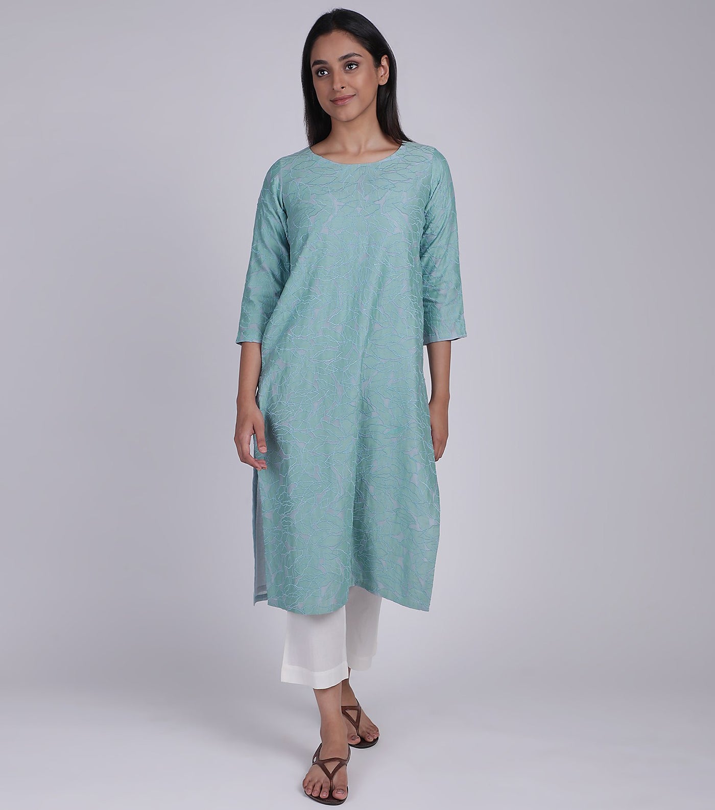 Patchwork Sky Blue Kurta