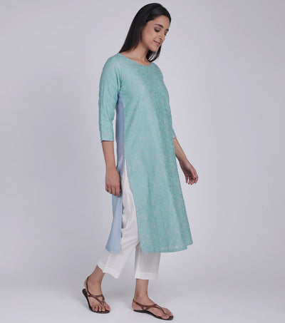 Patchwork Sky Blue Kurta