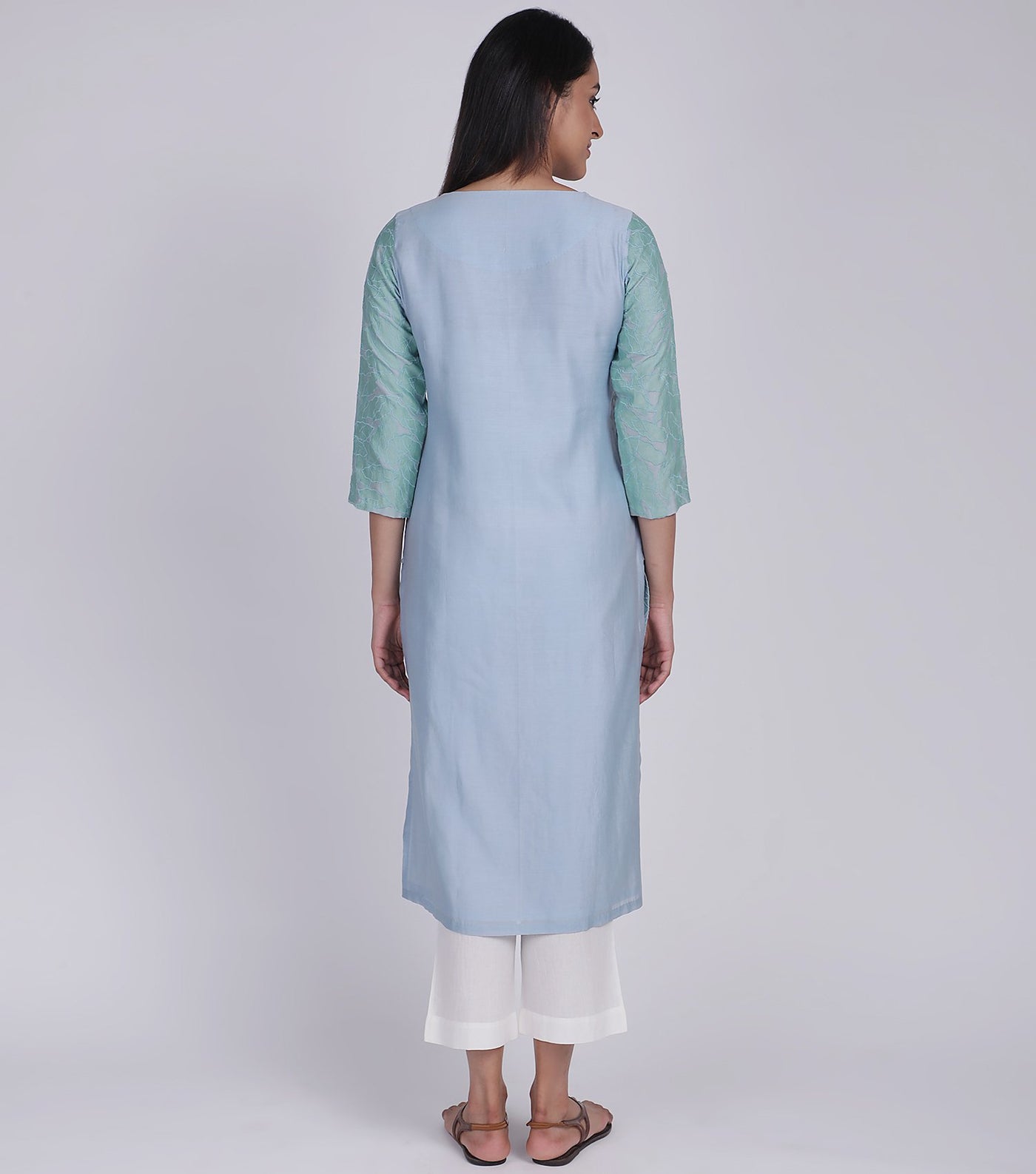 Patchwork Sky Blue Kurta