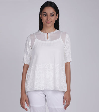 Patchwork White Summer Top