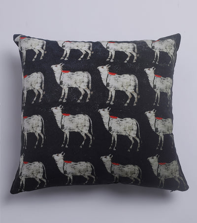 Black Cow Printed Cushion Cover