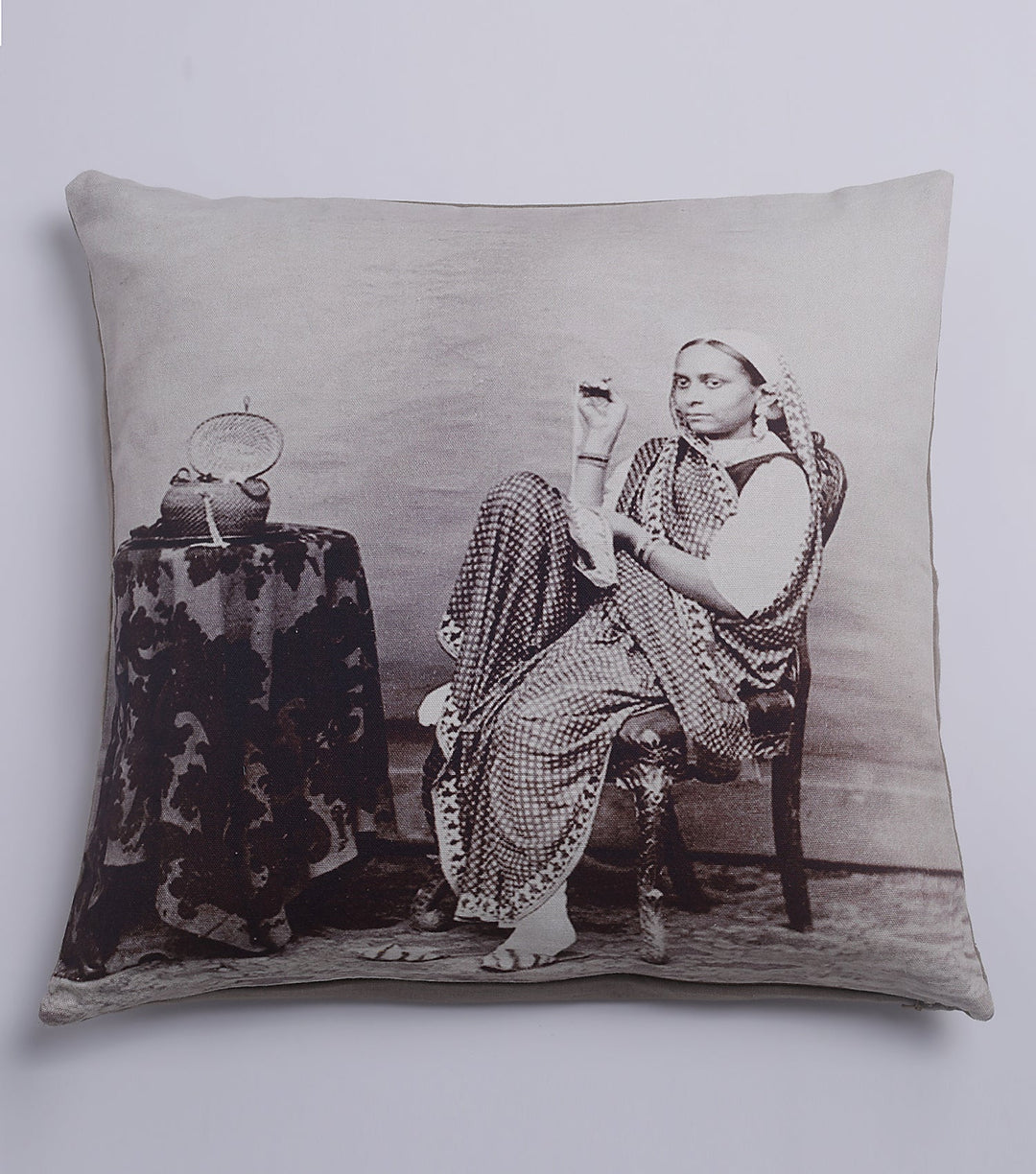 Grey Printed Cushion Cover