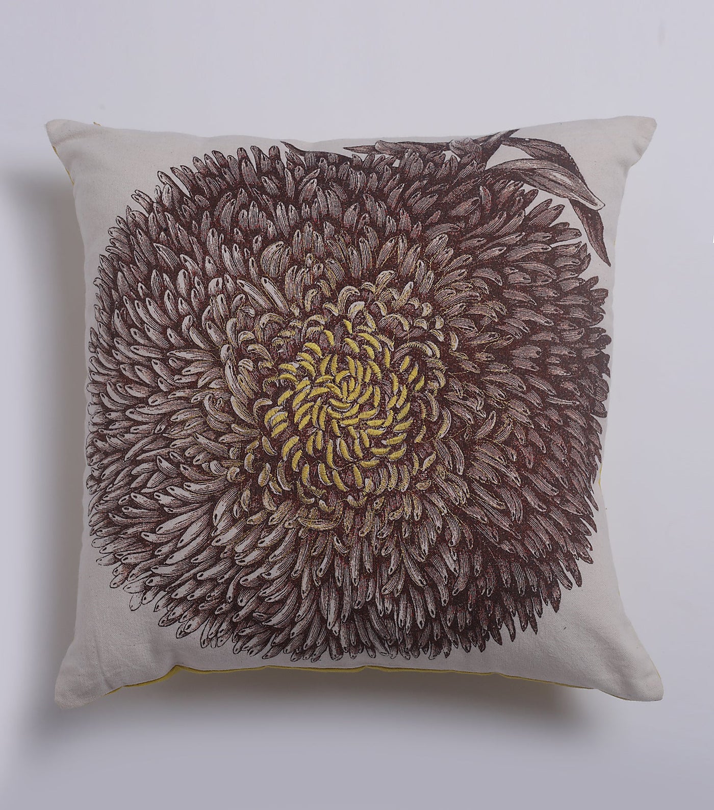 Yellow Floral Printed Cushion Cover