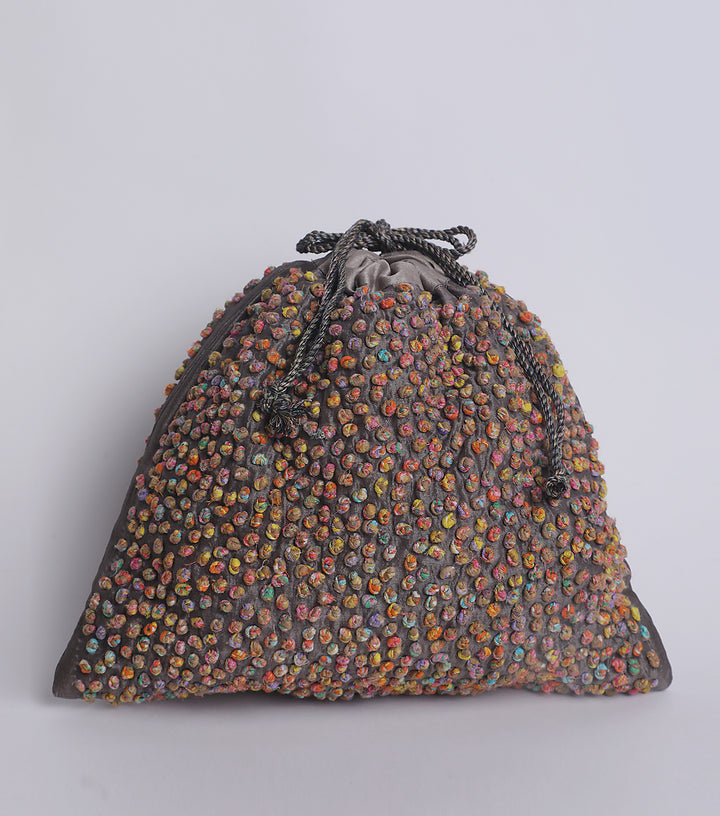 Silk French Knot Potli