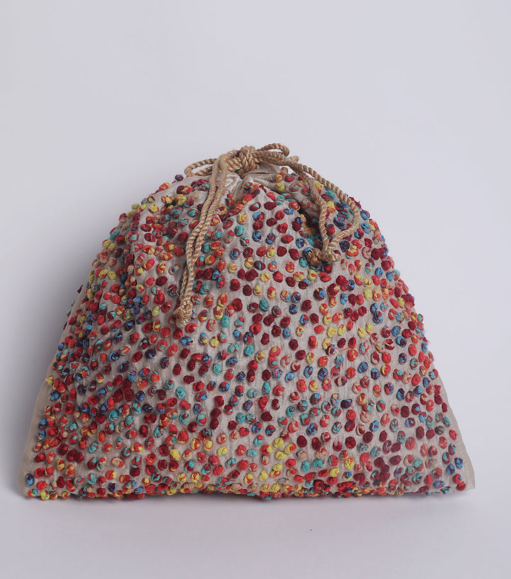 Silk French Knot Potli