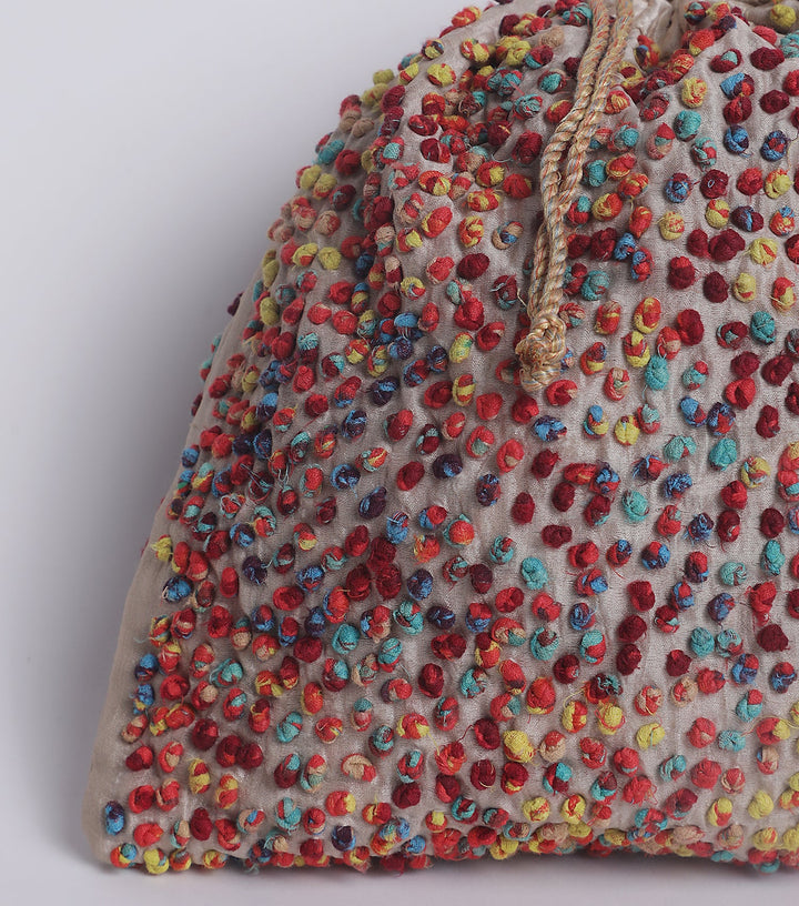 Silk French Knot Potli