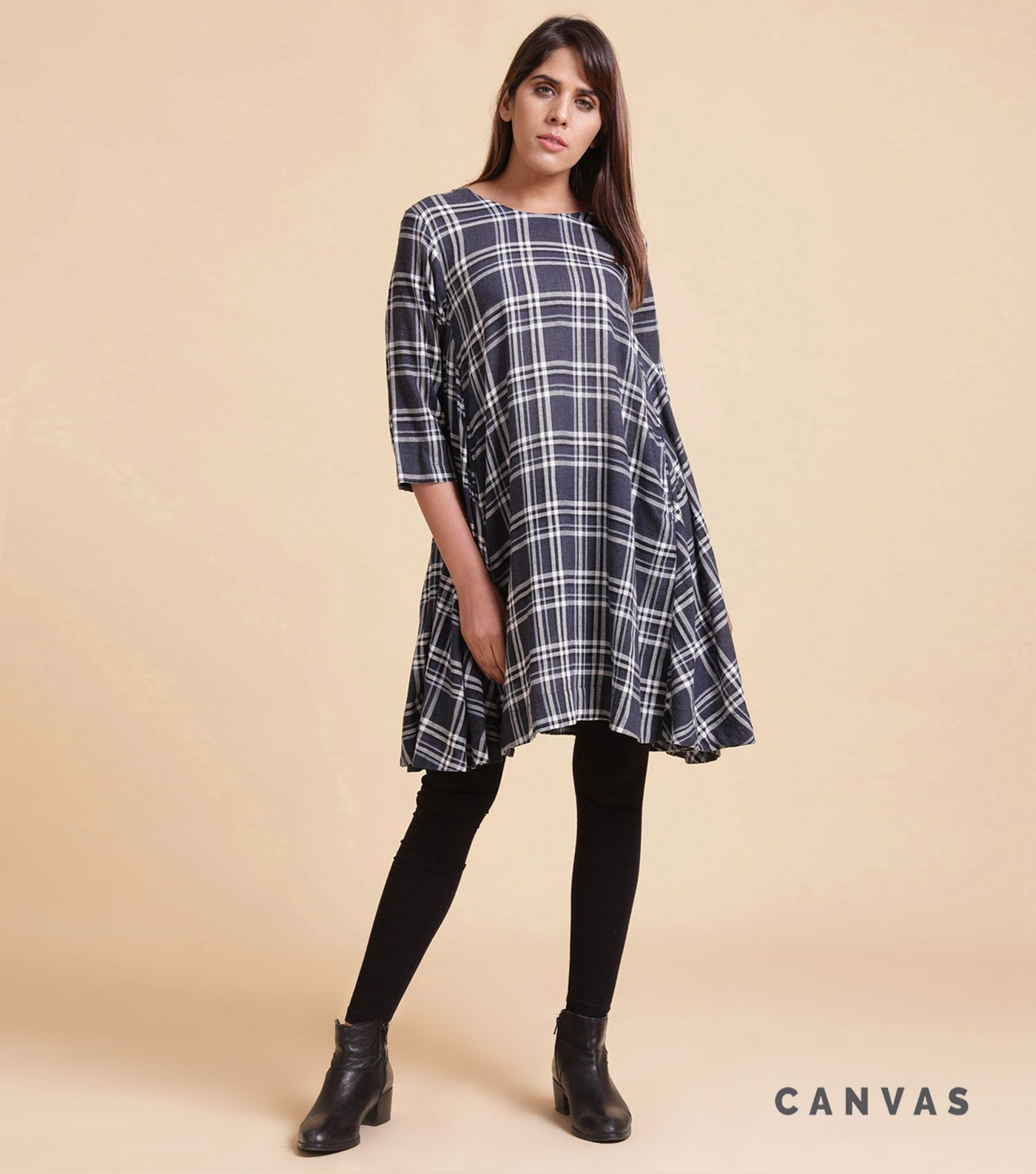 Blue checked cotton Dress