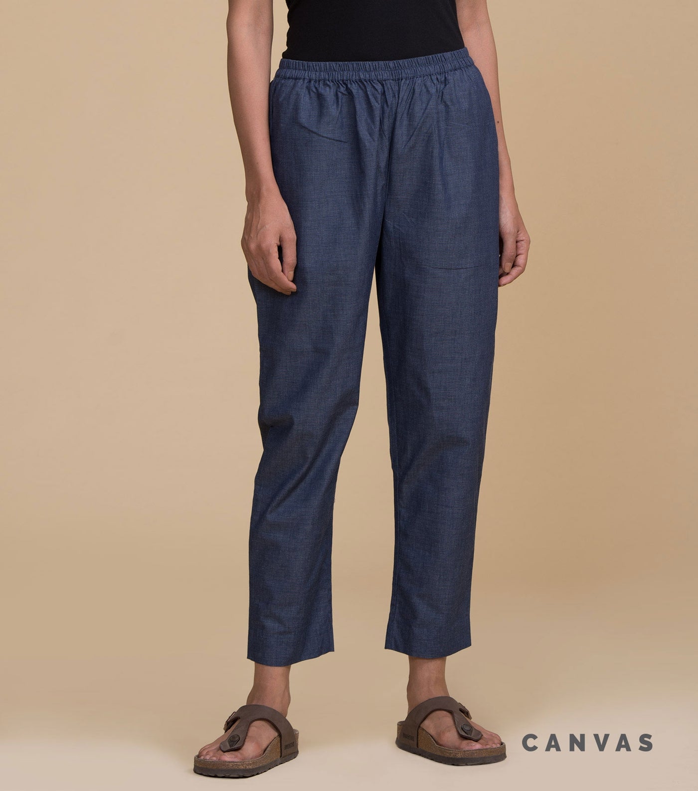 Blue cotton narrow pant