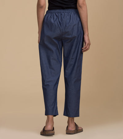 Blue cotton narrow pant