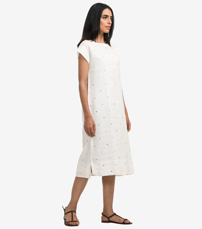White embroidered linen dress