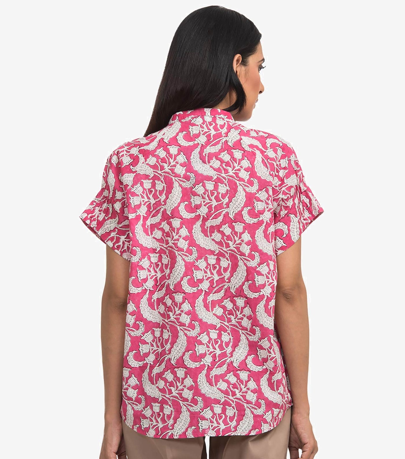 Pink printed cotton shirt