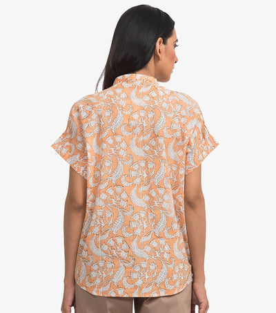 Peach printed cotton shirt