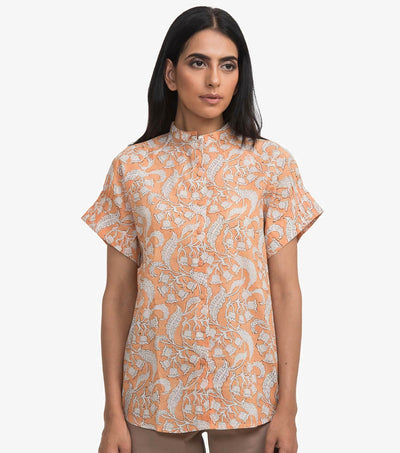 Peach printed cotton shirt