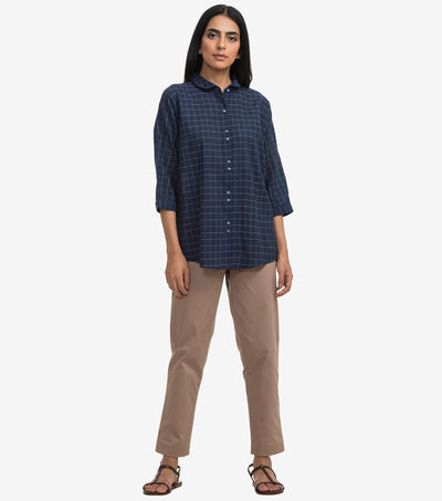 Navy khadi striped shirt