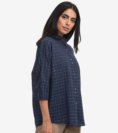 Navy khadi striped shirt