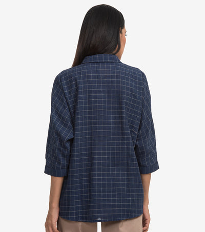 Navy khadi striped shirt