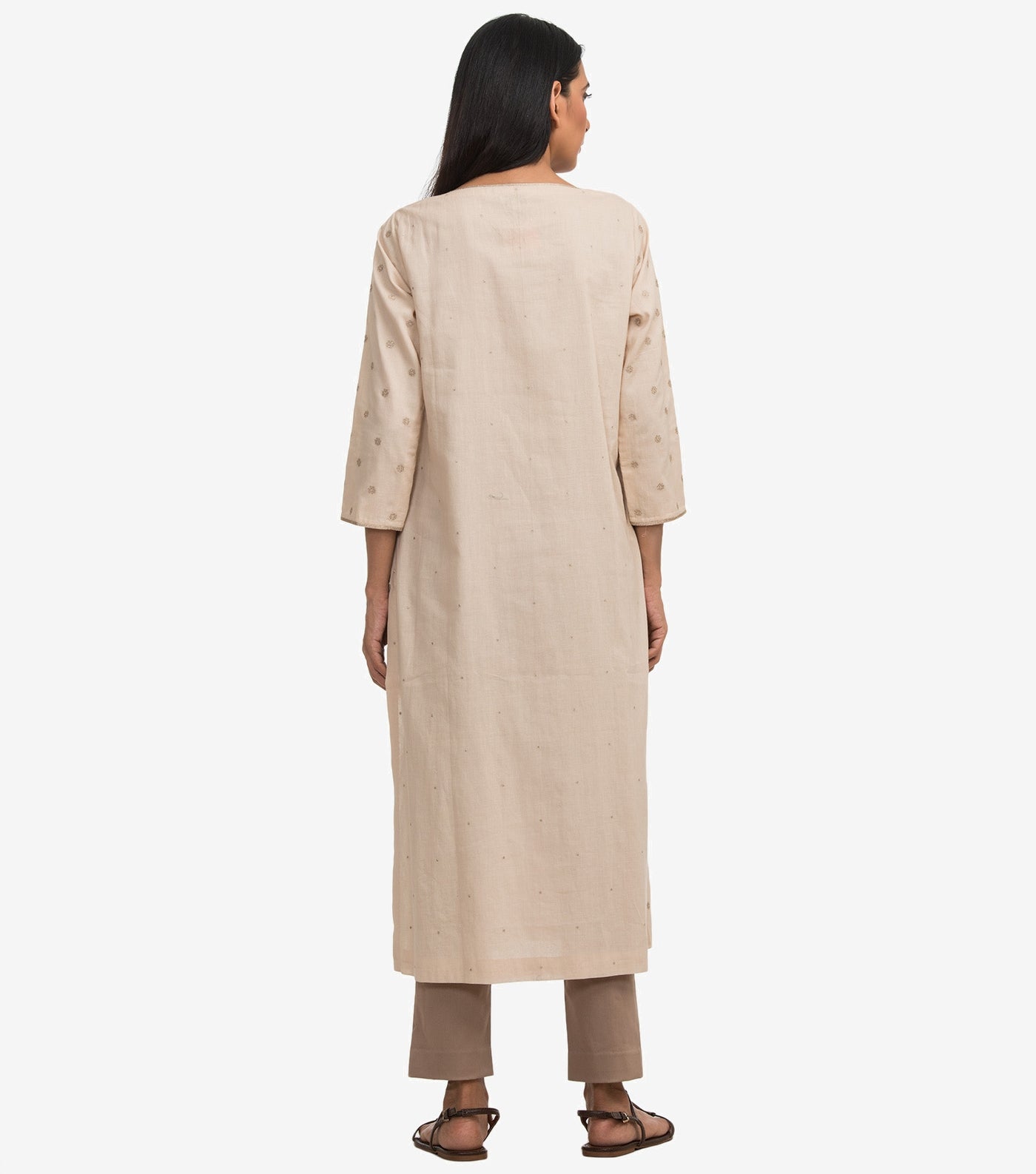 Cream embroidered cambric kurta