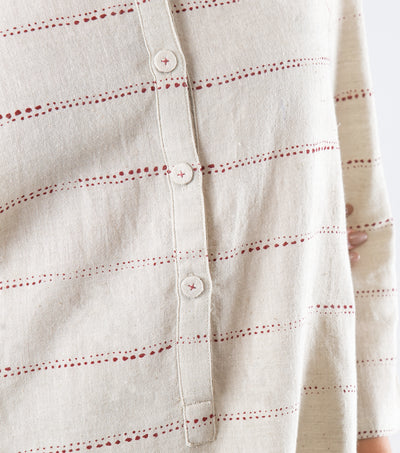 Beige Printed khadi kurta