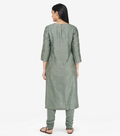 Sage Green Zari Embroidered Suit Set