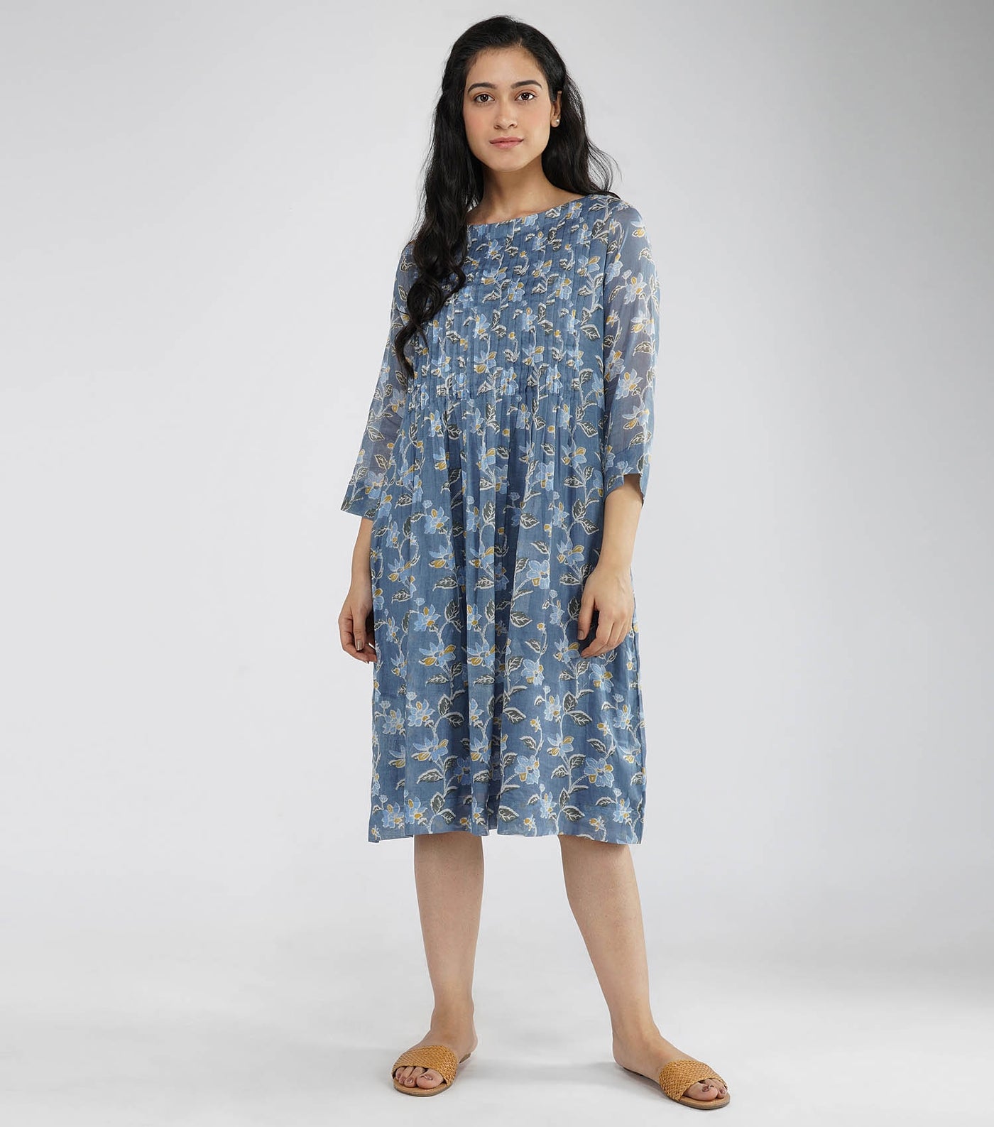 Floral printed cotton dress