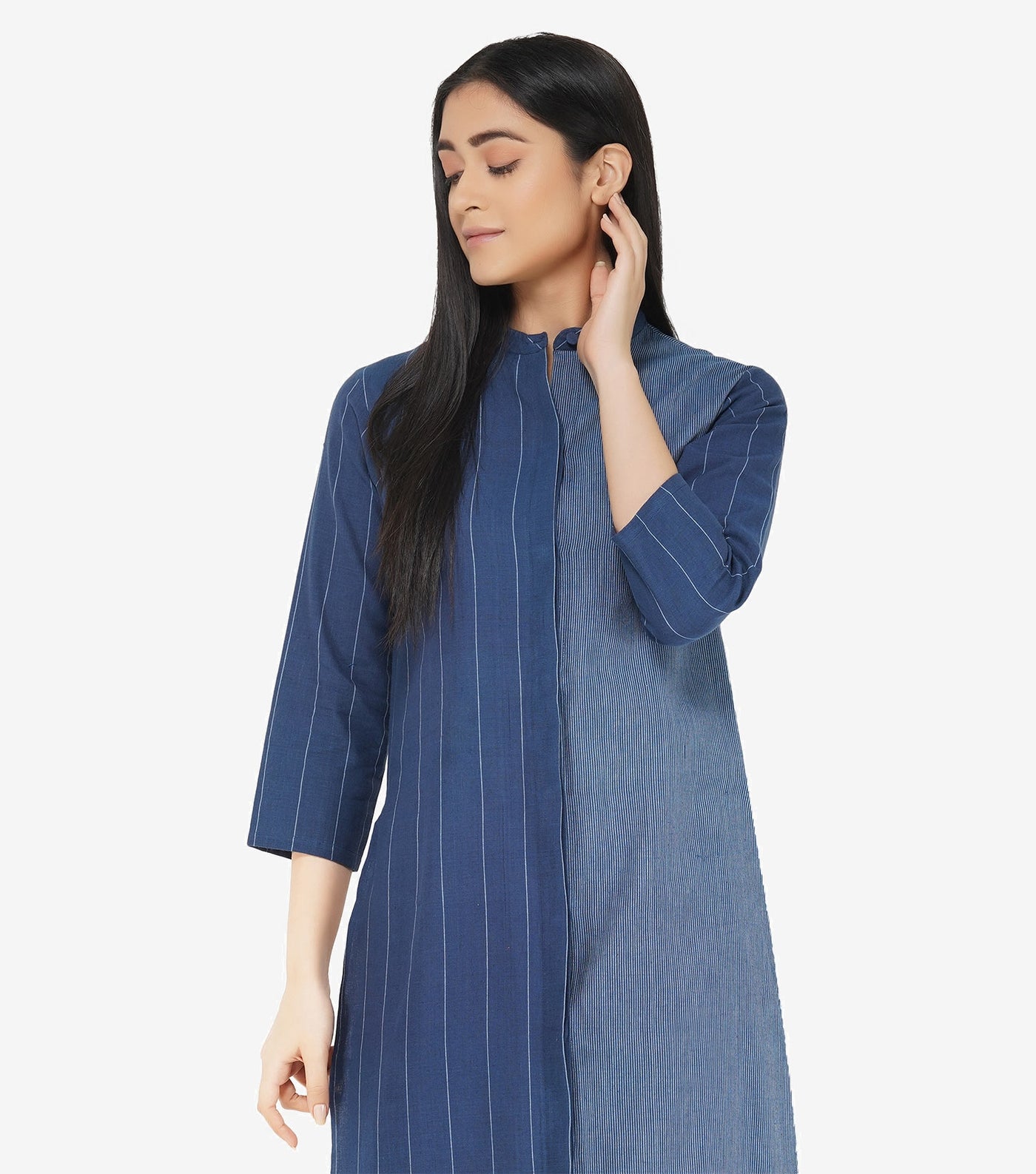 Blue khadi kurta