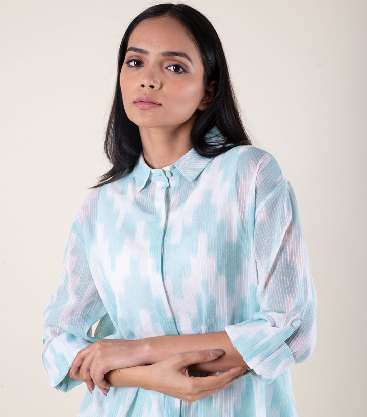 Powder Blue Printed Cotton Co-Ord Set
