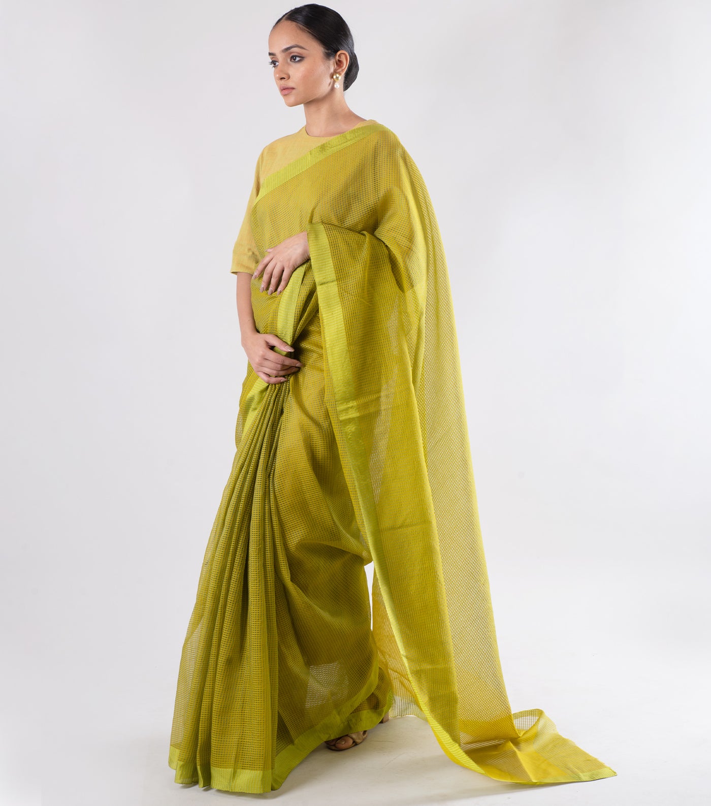 Green Hand Woven Maheshwari Saree