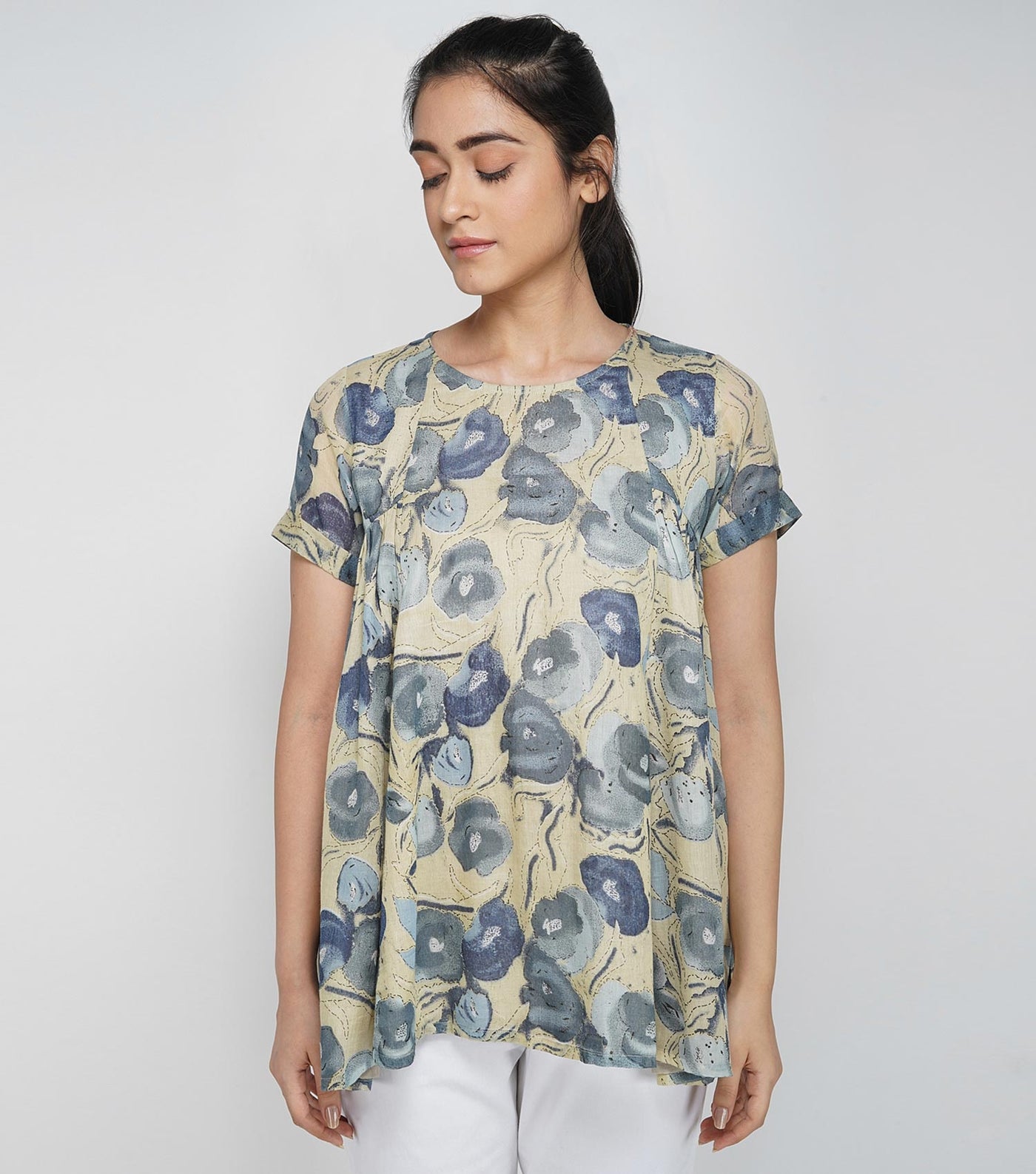 Floral printed cotton top